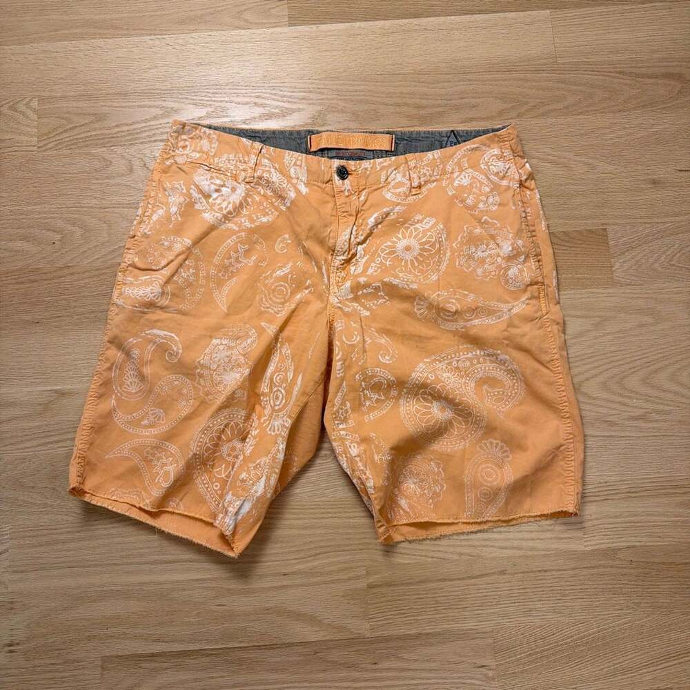 Paperbacks Orange White Paisley Print Cotton Shorts Size 30